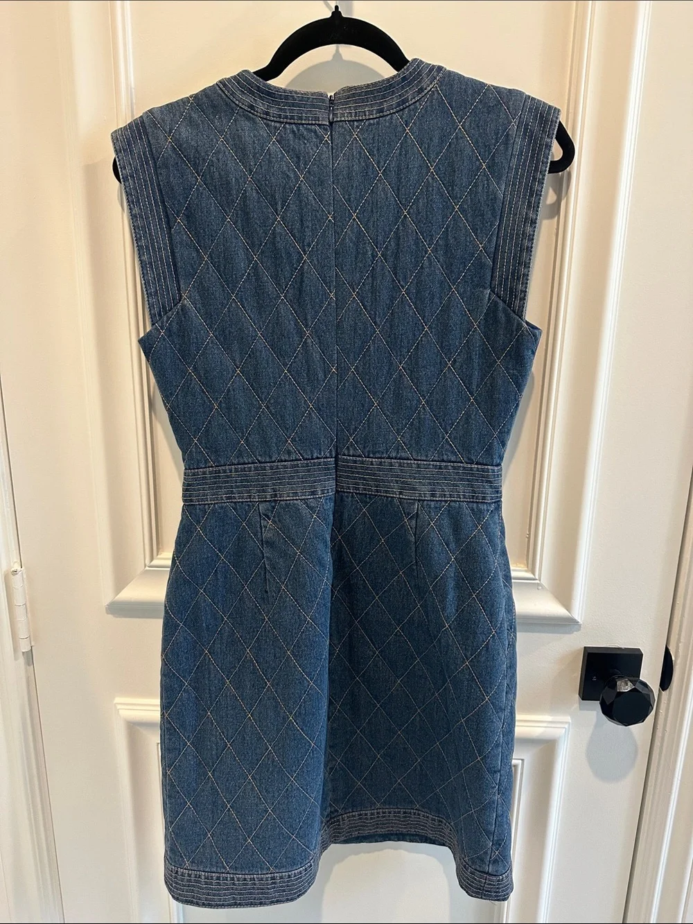 Veronica Beard Ginny Sleeveless Denim Topstitch Mini Dress